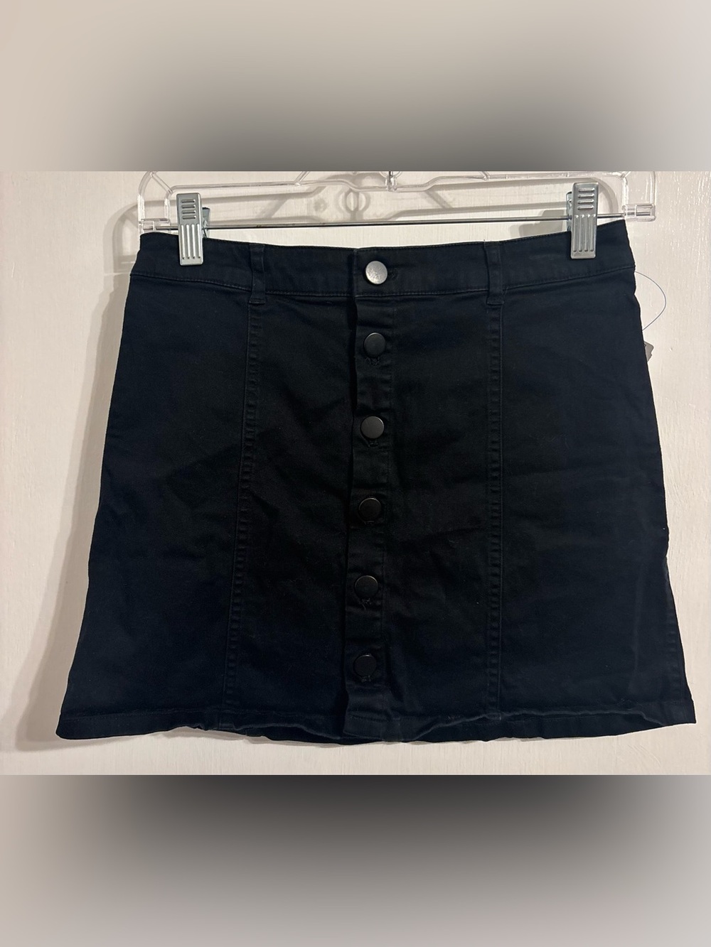 Forever 21 Black Button-Front Denim Mini Skirt